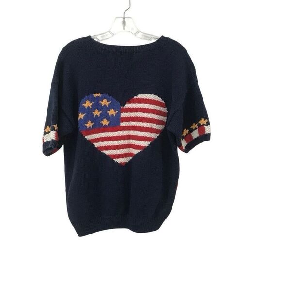 Signatures Northern Isles Hand Knit USA 4th Americana Sweater Vintage Womens L - Picture 2 of 4